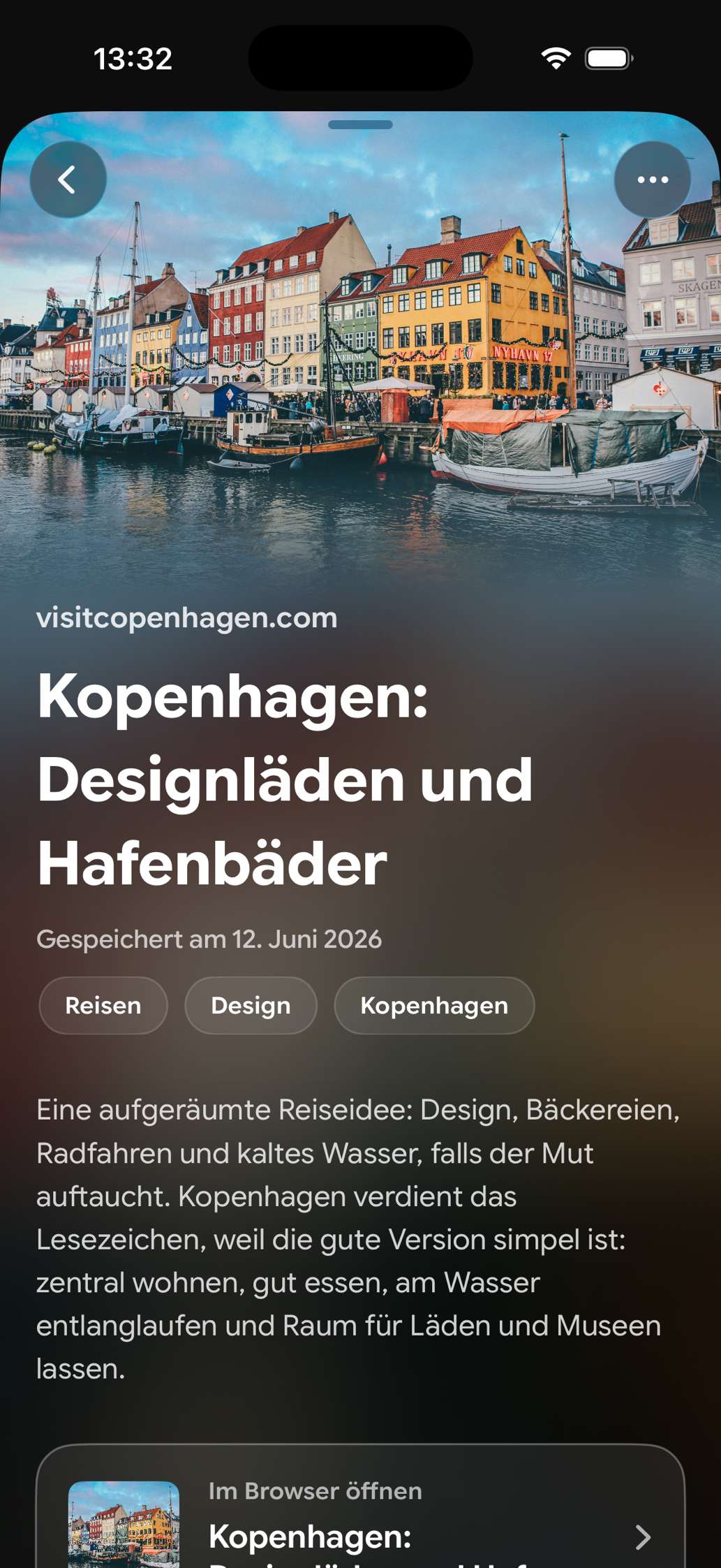 Eine gespeicherte Karte in Find Later