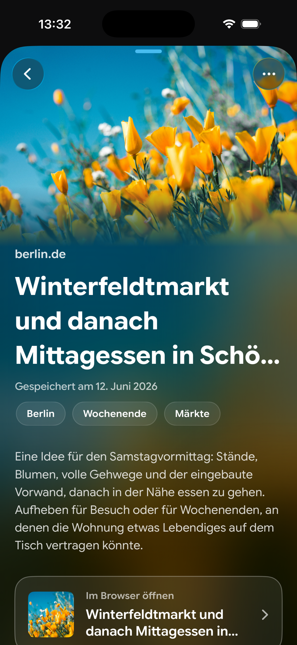 Eine gespeicherte Karte in Find Later