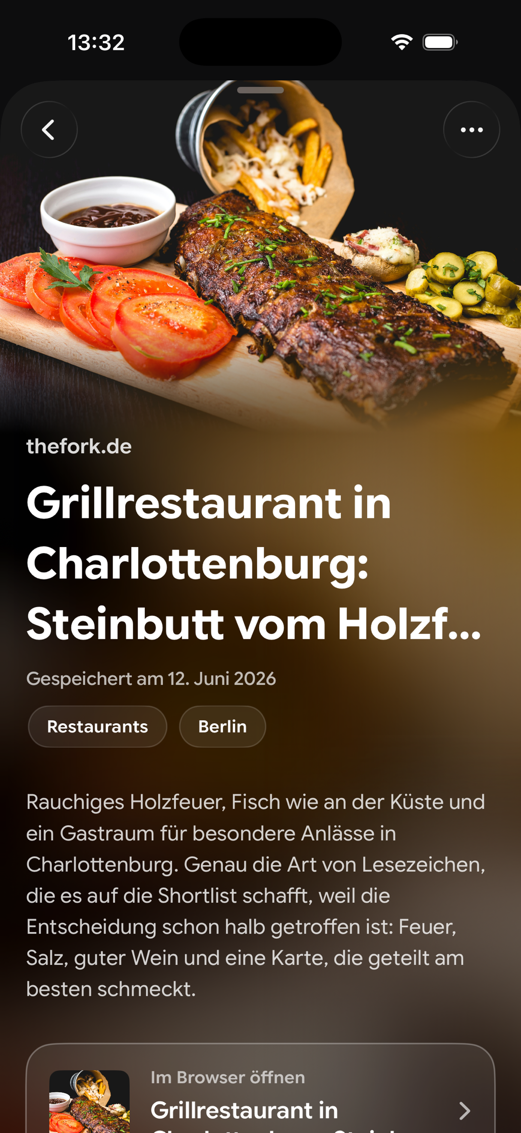 Eine gespeicherte Karte in Find Later