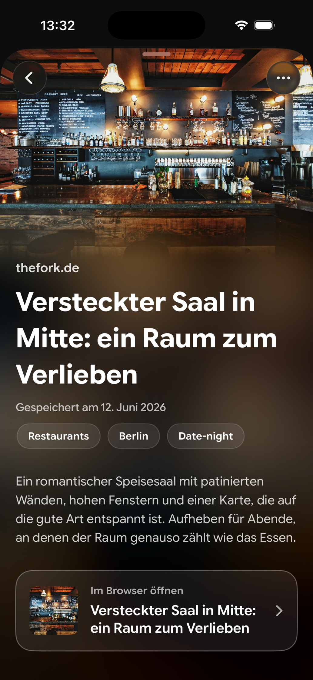 Eine gespeicherte Karte in Find Later