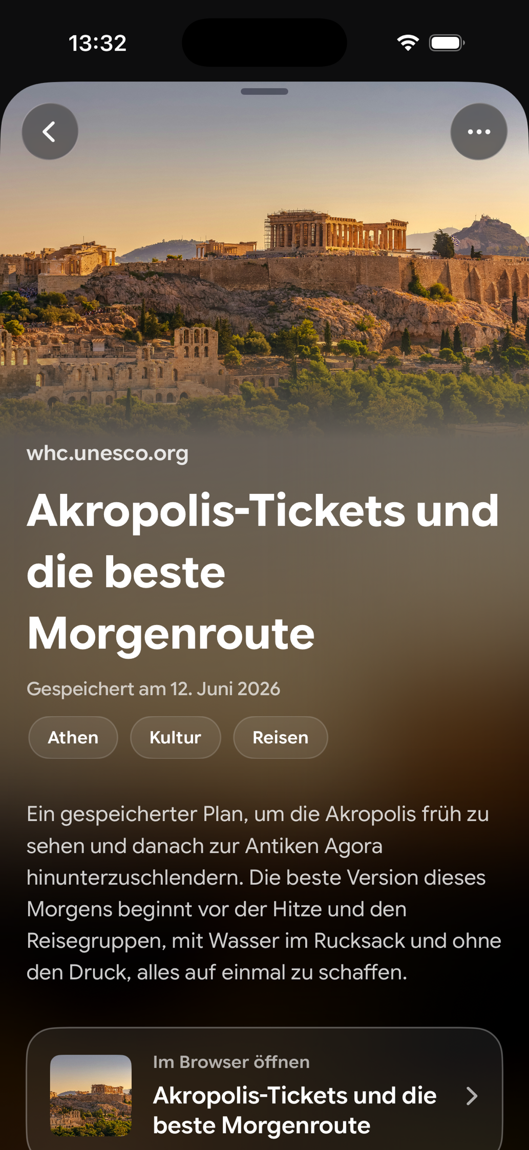 Eine gespeicherte Karte in Find Later