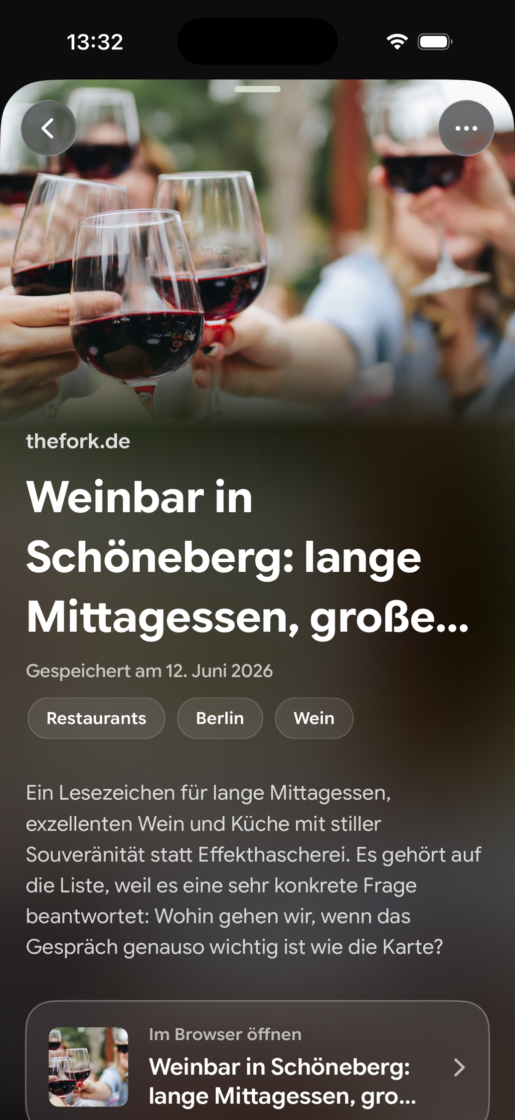 Eine gespeicherte Karte in Find Later