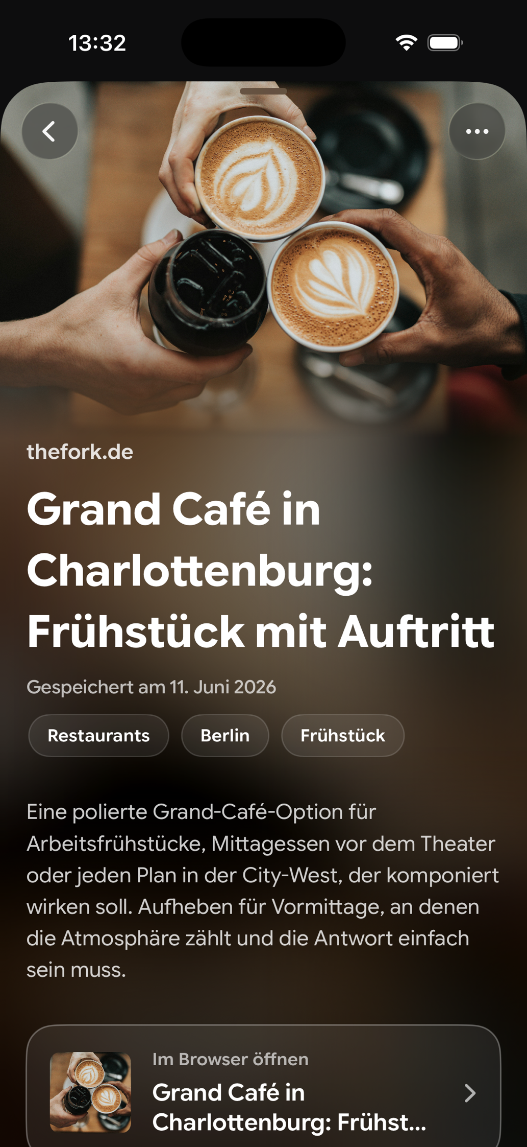 Eine gespeicherte Karte in Find Later