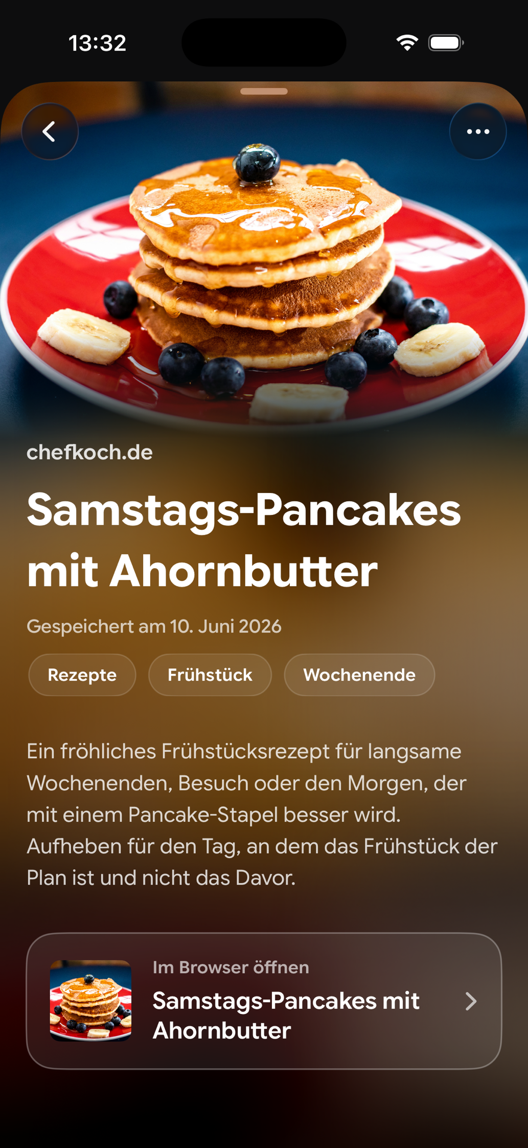 Eine gespeicherte Karte in Find Later