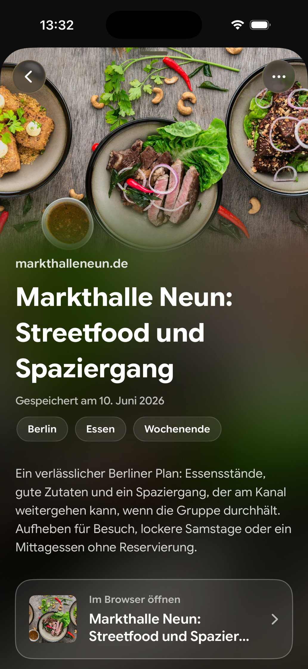 Eine gespeicherte Karte in Find Later