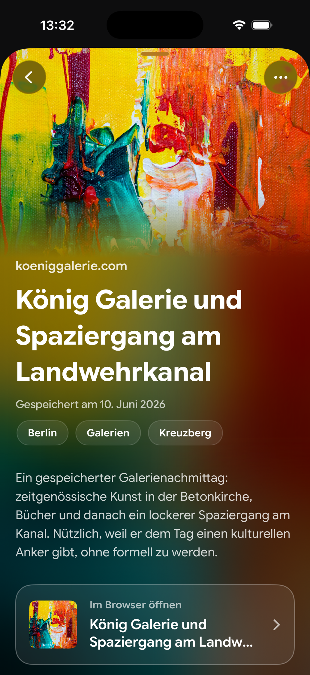 Eine gespeicherte Karte in Find Later