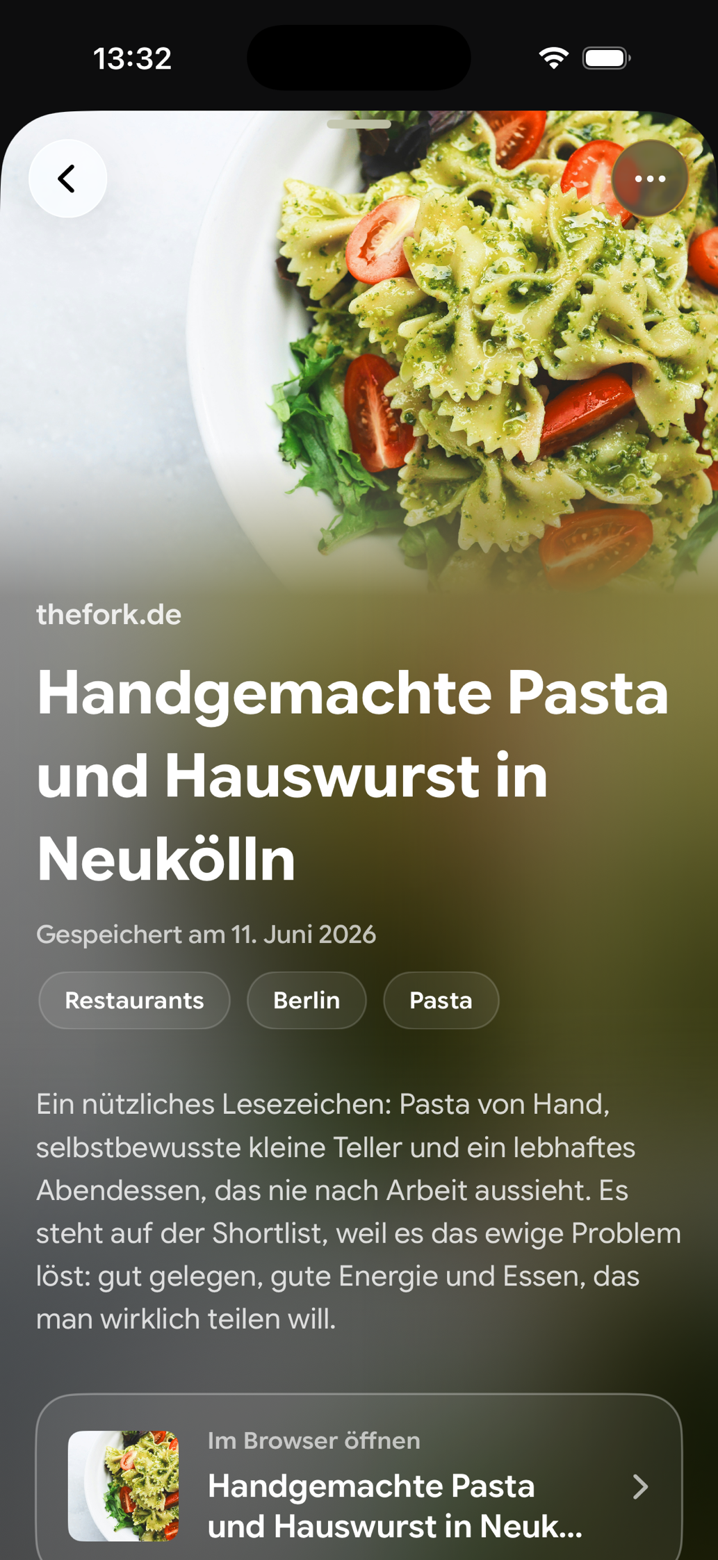 Eine gespeicherte Karte in Find Later: Handgemachte Pasta und Hauswurst in Neukölln