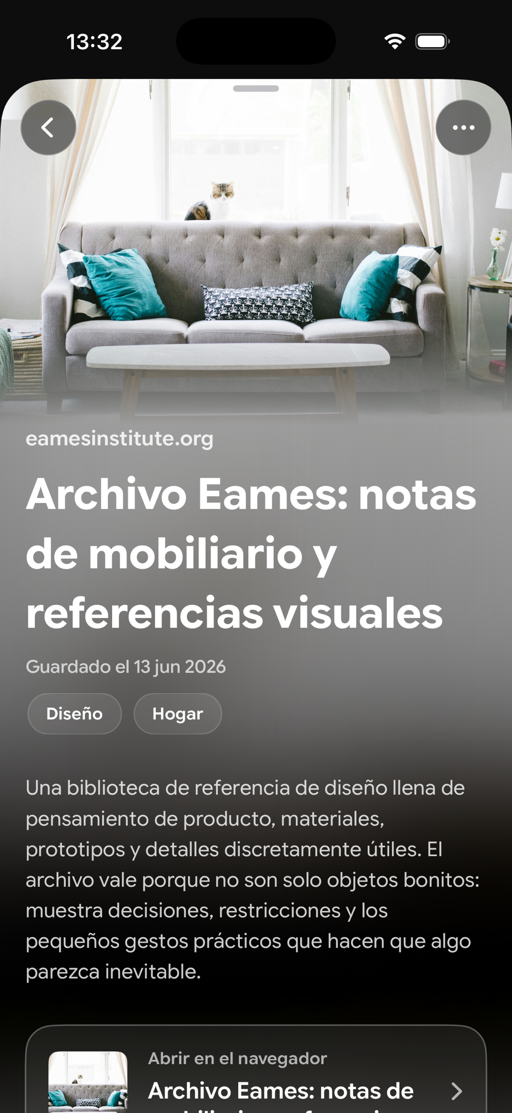 Una tarjeta guardada en Find Later: Archivo Eames: notas de mobiliario y referencias visuales