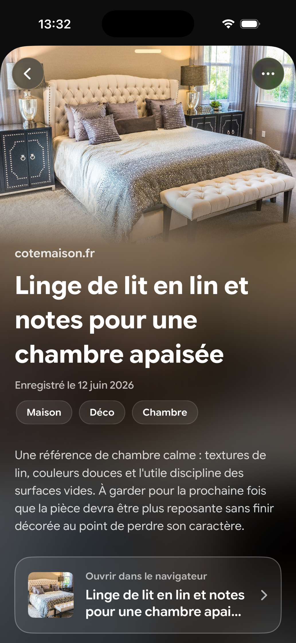 Une carte enregistrée dans Find Later