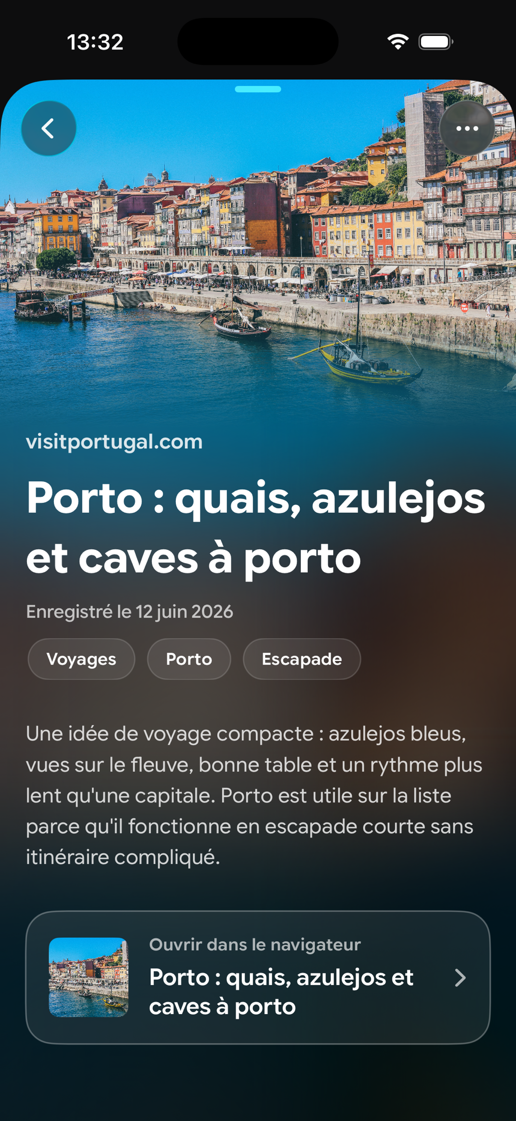 Une carte enregistrée dans Find Later