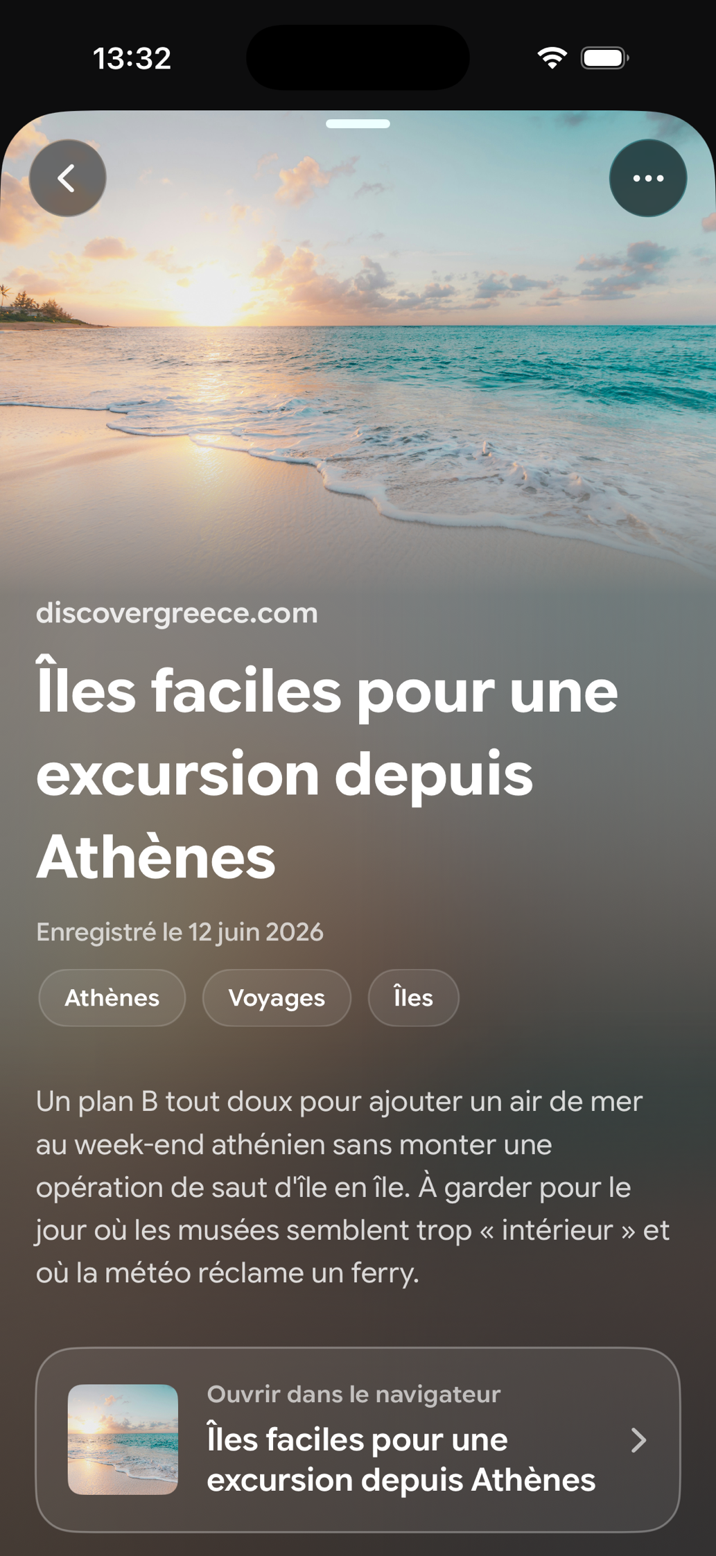Une carte enregistrée dans Find Later
