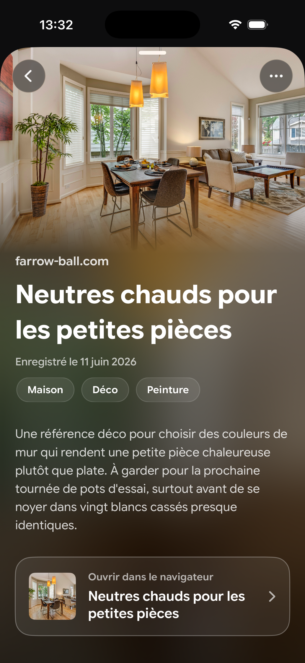 Une carte enregistrée dans Find Later