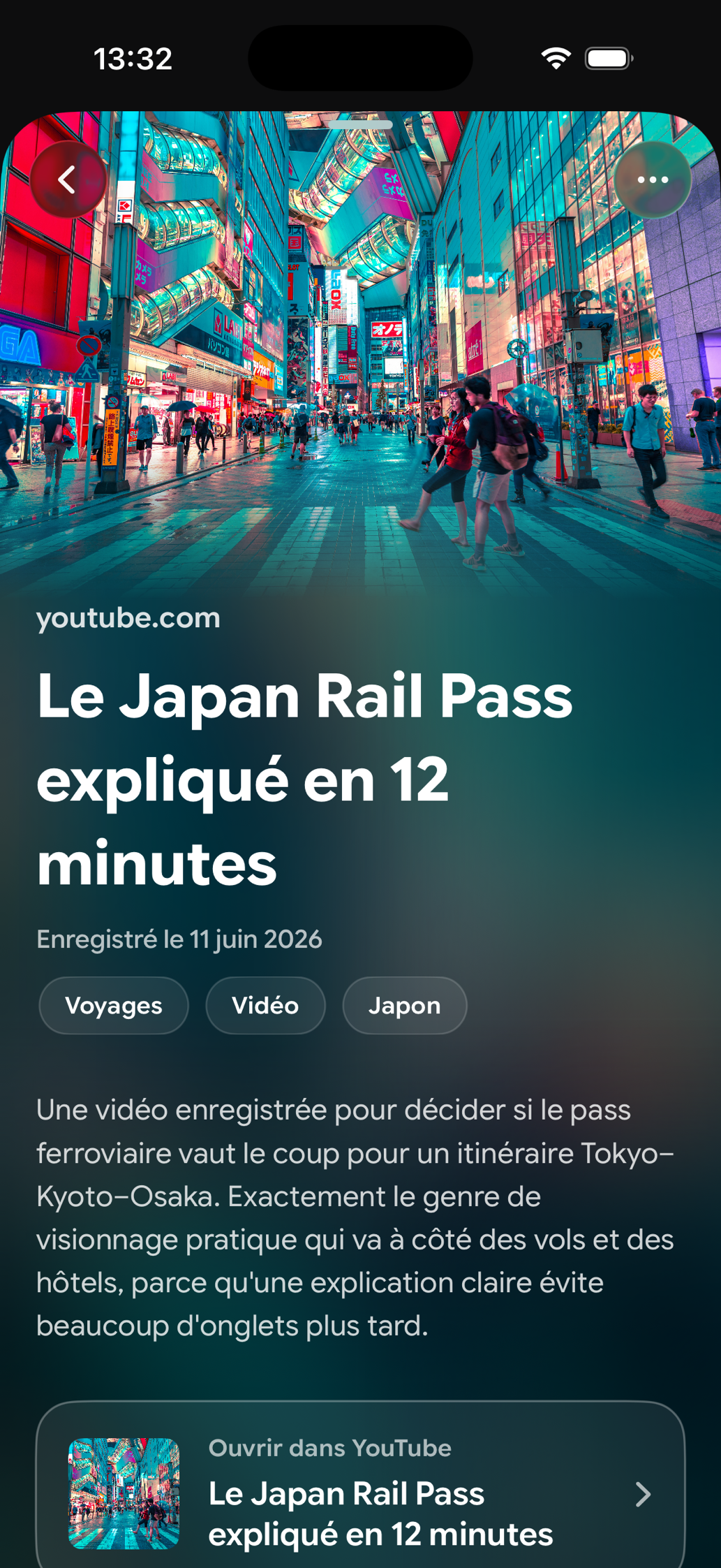 Une carte enregistrée dans Find Later