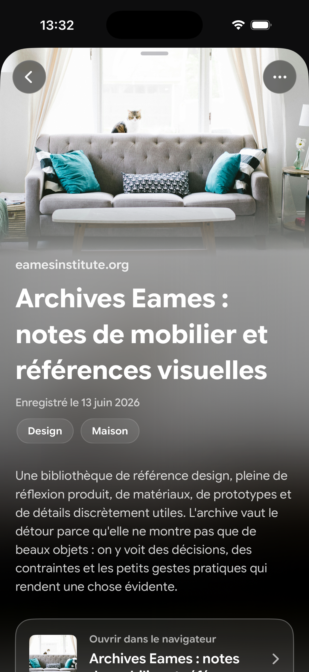 Une carte enregistrée dans Find Later: Archives Eames : notes de mobilier et références visuelles