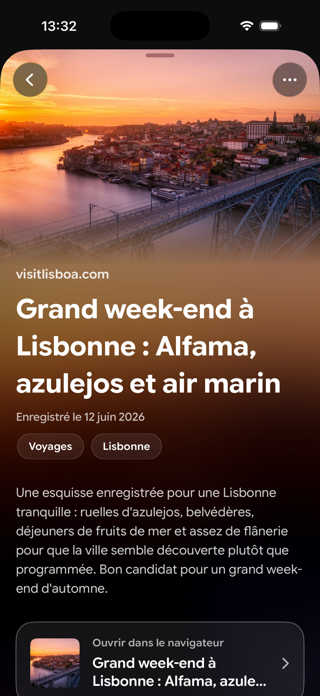 Une carte enregistrée dans Find Later: Grand week-end à Lisbonne : Alfama, azulejos et air marin