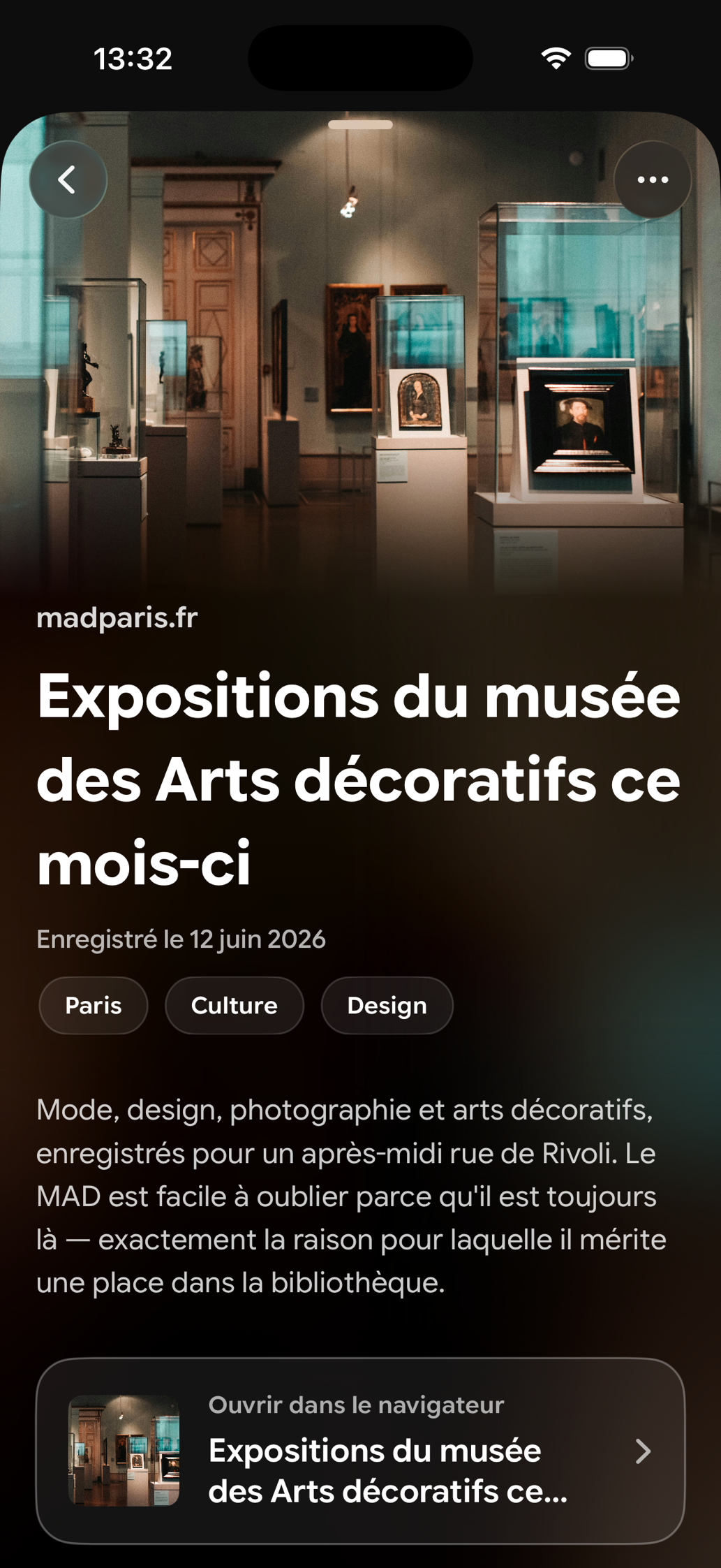 Une carte enregistrée dans Find Later: Expositions du musée des Arts décoratifs ce mois-ci